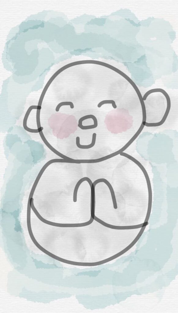 今の私が書いた「お地蔵さんの絵」で、落ちた画力を表現