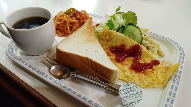 喫茶店のモーニングセットのイメージを、モーニングセットの画像で表現